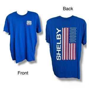 CS Racing Carroll Shelby American 2 sided Graphic Short Sleeve T-shirt Blue 2XL